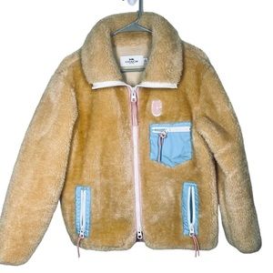 COACH Cream Sherpa Zip Up Jacket S Never Worn